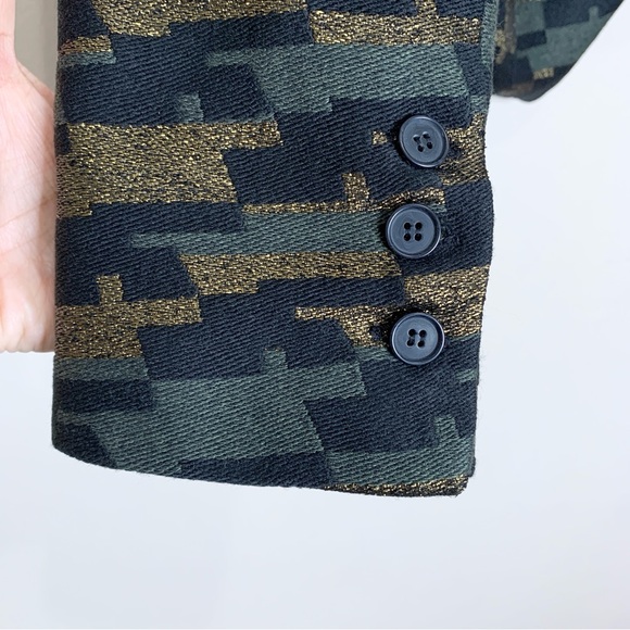Smythe Anytime Blazer (Sz 6) Camo Jacquard Metallic Green Black Gold - Picture 12 of 16